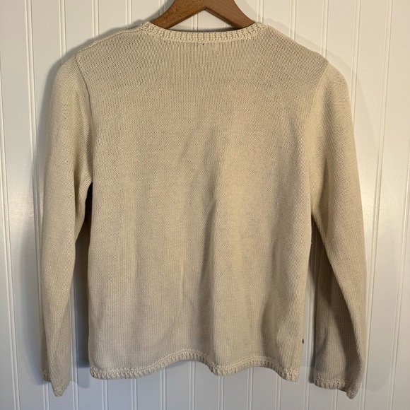 Vintage Alfred Dunner Womens Cream Embroidered Button Cardigan Size Petite Small - Picture 13 of 16